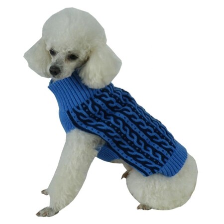 Petpurifiers Harmonious Dual Color Weaved Heavy Cable Knitted Dog Sweater; Medium PE678226